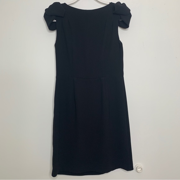 Ann Taylor Loft Black Ruffle Cap Sleeve Dress Size 4 - Picture 7 of 9